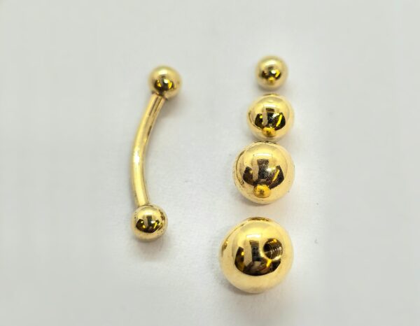 14K-BAN-CUSTOM-BALL 14K Solid Gold 16G Curved Barbell Piercing - Custom Ball Sizes Combination Body Piercing for Eyebrow, Lip Studs, Rook Jewelry