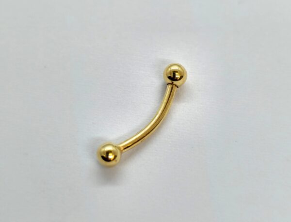 14K-BAN-GD 14K Solid Gold Curved Barbell Piercing - 14K Gold Body Piercing for Eyebrow, Lip Studs, Rook Jewelry, Cartilage Bar - 14G and 16G available