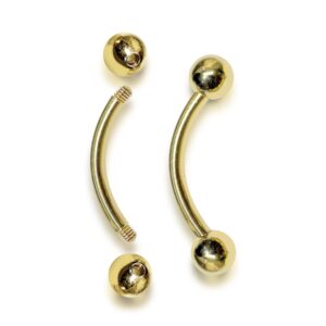 14K-BAN-GOLD 14K Gold Eyebrow Jewellery Curved Barbell Piercing with Custom Ball Size