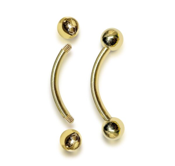 14K-BAN-GOLD 14K Gold Eyebrow Jewellery Curved Barbell Piercing with Custom Ball Size