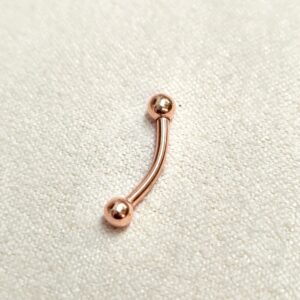 14K Rose Gold 16G Curved Barbell Piercing - 14K Gold Body Piercing for Eyebrow, Lip Studs, Rook Jewelry, Cartilage Bar