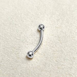 14K White Gold 16G Curved Barbell Piercing - 14K Gold Body Piercing for Eyebrow, Lip piercing, Rook Jewelry, Cartilage Bar