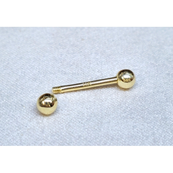 14K Gold Barbell Piercing Tongue Bar, 16G 14G Nipples Jewellery , Cartilage Earrings with Stamp Certified real Gold