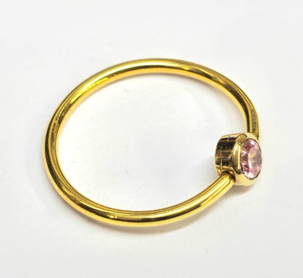 14K-BCR-GEM 14K Solid Gold Gold Ball Hoop Ring with Cup Bead Septum Piercing - 14K with Precious Stones Piercing for Nipple Jewelry, Rook, Cartilage