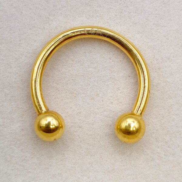 14K-CBB 14K Solid Gold Horseshoe Circular Barbell Piercing, Nose Septum Ring, Lip Ring, Helix Ring Body Jewellery Piercing Ring