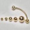 14K-CURVED-BAR-CUSTOM-BALL 14K Solid Gold 14G Curved Barbell Piercing, Belly Ring - Body Piercing for Eyebrow, Vertical Labret, Rook Jewelry - Custom Ball Sizes Combination