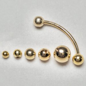 14K Solid Gold 14G Curved Barbell Piercing, Belly Ring - Body Piercing for Eyebrow, Vertical Labret, Rook Jewelry - Custom Ball Sizes Combination