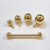 14K Solid Gold Internal Threaded Barbell Piercing - Body Jewelry for Ears, Tongue, Nipples Bar, Cartilage Earrings - 14G 16G