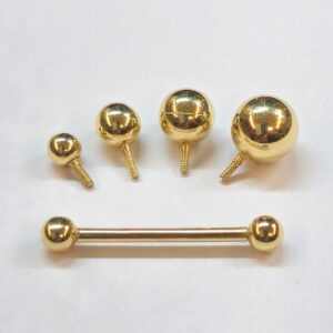 14K-INT-BAR-GD 14K Solid Gold Internal Threaded Barbell Piercing - Body Jewelry for Ears, Tongue, Nipples Bar, Cartilage Earrings - 14G 16G