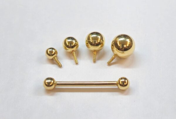 14K Solid Gold Internal Threaded Barbell Piercing - Body Jewelry for Ears, Tongue, Nipples Bar, Cartilage Earrings - 14G 16G