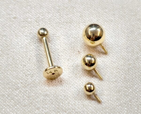14K-INT-LAB-GD 14K Solid Gold Internal Labret Lip Piercing -16G 14G - Body Jewellery for Tragus, Ear Cartilage
