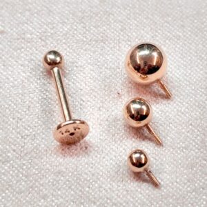 14K-INT-LAB-RG 14K Rose Gold Internal Labret Lip Piercing -16G 14G - Body Jewellery for Tragus, Ear Cartilage - Hand Made