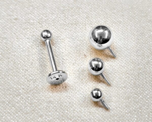 14K-INT-LAB-WG 14K White Gold Internal Labret Lip Piercing -16G 14G - Body Jewelry for Tragus, Cartilage - Hand Made