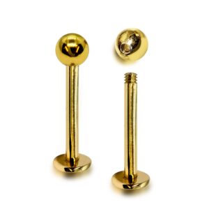 14K-LAB-GOLD 14K Gold Labret Stud Lip Piercing Jewellery, Cartilage Earring with custom ball size - 1pc each order