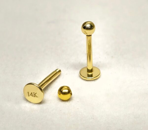 14K Gold Labret Stud Lip Piercing Jewellery, Cartilage Earring with custom ball size - 1pc each order