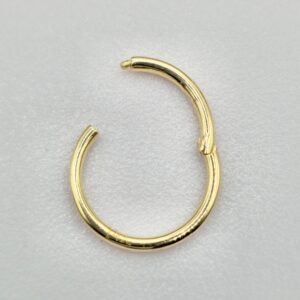 14K-SEG-HING-GD 14K Gold Septum Nose Clicker Ring, Lip Piercing Hinged Ring - 20G, 16G Clicker Hoops Body Jewellery Ring - Solid Gold Piercings