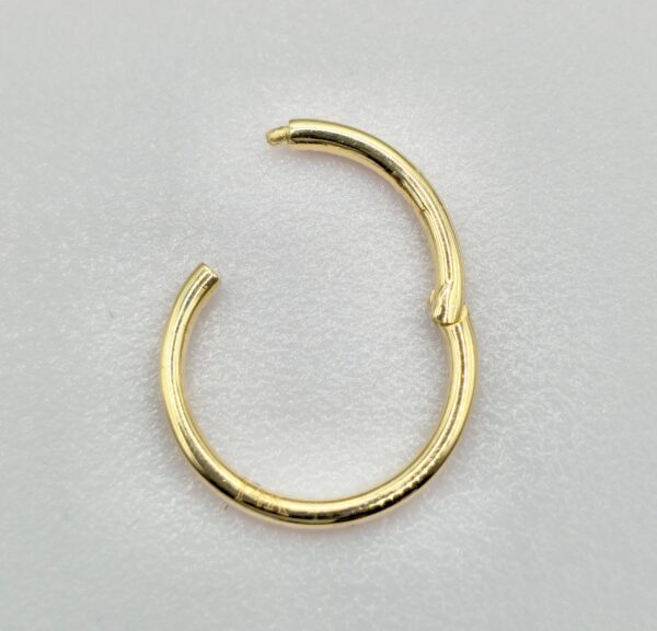 14K-SEG-HING-GD 14K Gold Septum Nose Clicker Ring, Lip Piercing Hinged Ring - 20G, 16G Clicker Hoops Body Jewellery Ring - Solid Gold Piercings