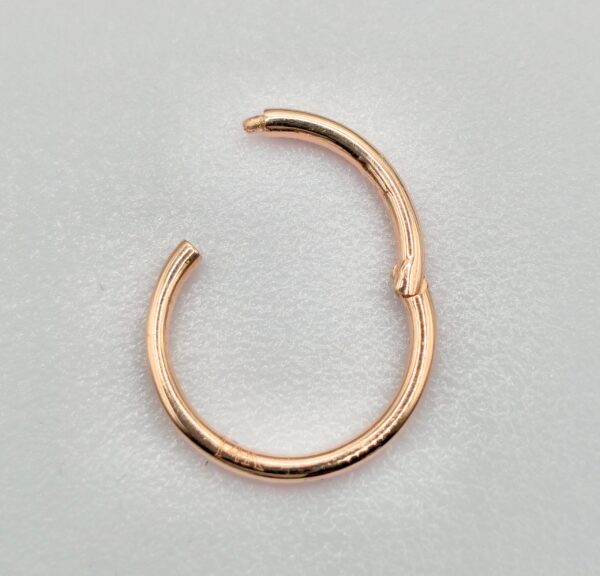 14K-SEG-HING-RG 14K Rose Gold Clicker Hoops Nose, Lip Piercing Hinged Ring - Body Jewellery - 1pc each order