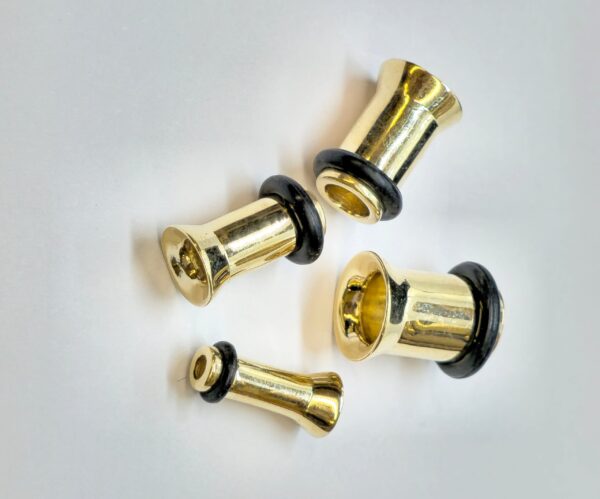 14K Gold Single Flared Plugs Stretching Kit, Ear gauges, Flesh Tunnels - Lobe Plugs - 1pc each order