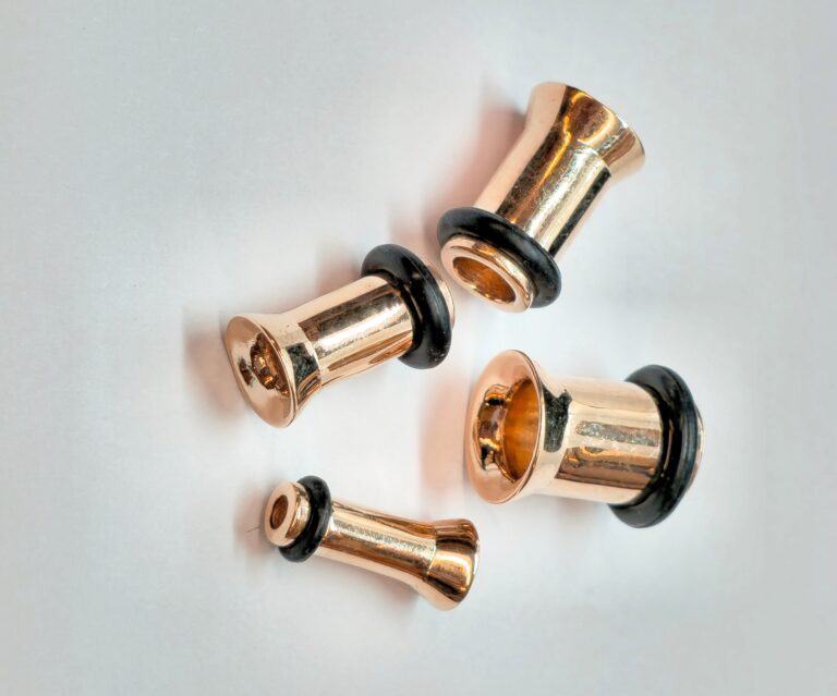 14K Rose Gold Single Flared Ear Plugs Stretchers gauges, Flesh Tunnels - Ear Lobe Plugs - 1pc each order