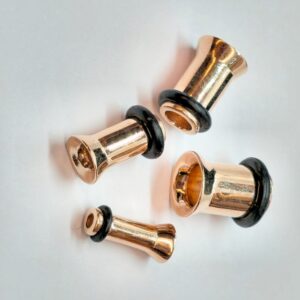 14K Rose Gold Single Flared Ear Plugs Stretchers gauges, Flesh Tunnels - Ear Lobe Plugs - 1pc each order
