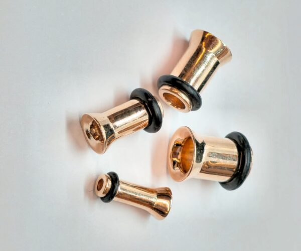 14K-SIN-FLARE-RG 14K Rose Gold Single Flared Ear Plugs Stretchers gauges, Flesh Tunnels - Ear Lobe Plugs - 1pc each order
