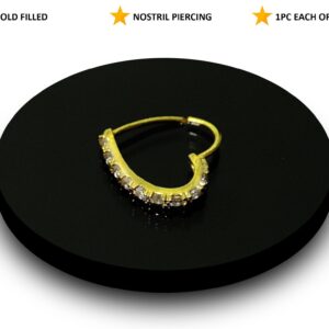 14K Gold Nose Hoop Ring Nose Jewellery with CZ Crystals - 28G Size 8mm - Easy to wear Bendable Nose Piercing - Hearts