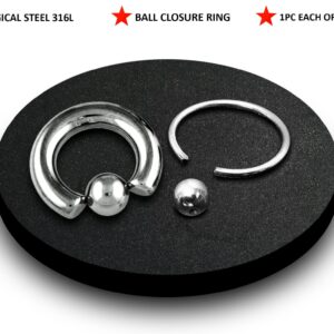 Ball Closure Ring, Captive Bead Ring - Nose Septum Ring, Lip Frenulum Ring, Daith Ring Body Piercing Jewelry 18G to 0G