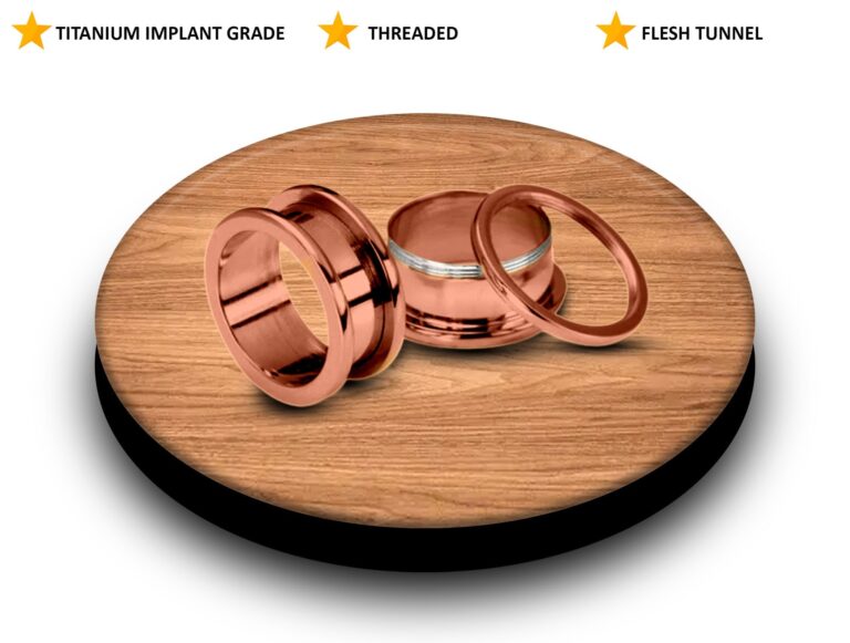 Rosegold Ear Stretching Kit, Titanium Flesh Tunnel Plugs, Threaded Tunnel Jewelry  - 2mm to 24mm Size - Ear Gauges, Ear Plugs