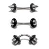 BAN-CON-CYL-BAL-ALL-2 Titanium Spike Eyebrow Stud, Lip Piercings - Cone/Ball/Cylinder 16 gauge Curved Bar with Rubber O-ring - Also Piercing for Rook Earring