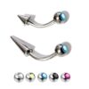 Titanium Spike Vertical Labret Stud Lip Piercings with Gem Crystal- Spikes / Cone 18g 16g 14g Curved Bar - Stud for Anti- Eyebrow, Rook
