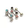 BAR-SS-FRONT-GEM Titanium Nose Bridge Barbell Front Gem CZ Crystal, Barbell Studs 16g 14g Body Piercing Jewellery - Externally Threaded
