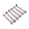 BAR-SS-GEM-ALL-2 Titanium Upper Nose Bridge Piercing, Barbell Studs 14g Body Piercing Barbell with Double Gem CZ Crystals