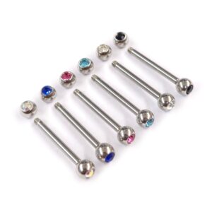 Titanium Upper Nose Bridge Piercing, Barbell Studs 14g Body Piercing Barbell with Double Gem CZ Crystals