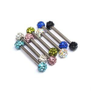 Titanium Upper Nose Bridge Piercing, Ferido Barbell Studs 18g, 16g, 14g Body Piercing Barbell with Disco Ball CZ Crystals
