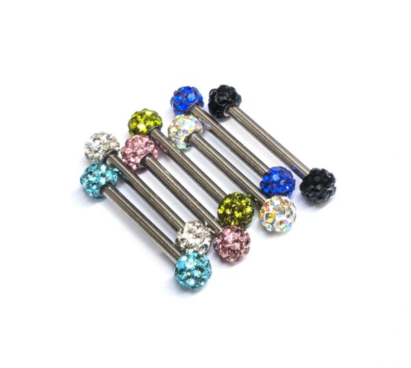 Titanium Upper Nose Bridge Piercing, Ferido Barbell Studs 18g, 16g, 14g Body Piercing Barbell with Disco Ball CZ Crystals