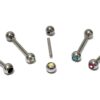 BAR-SS-SIN-GEM-ALL Titanium Tongue Piercing Bar, Barbell Stud with Gem Ball CZ Crystals - 18g 16g 14g Body Piercing Also for Nose Bridge, Nipple Bar