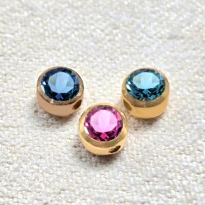 BCR-FLAT-GEM Gold Dimple Ball Hoops made from solid 14K Gold Cup/Flat Design Piercing Replacement Attachment for BCR, Captive bead rings, ball hoop Rings