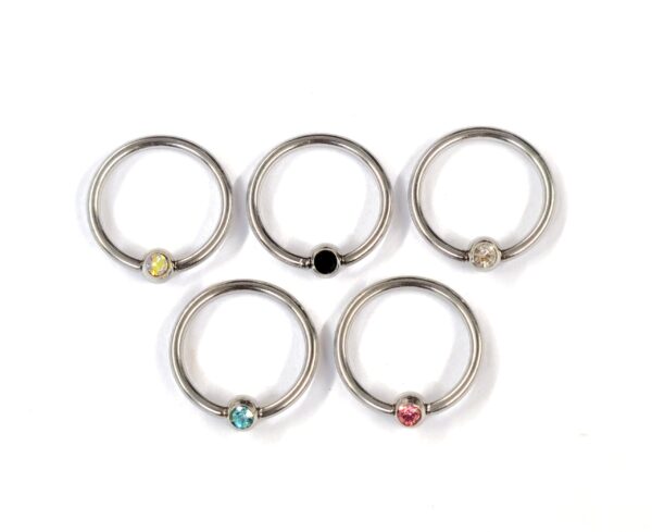 Titanium Captive Bead Earring Daith Piercing, Daith Ring 18g 16g 14g with Crystal Gem Ball - For Cartilage , Septum, Eyebrow and Nipple Ring