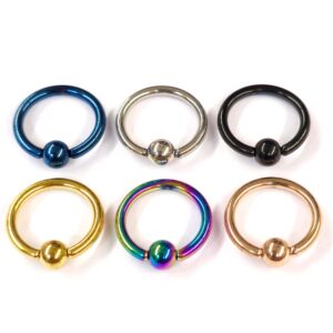 BCR-PLAIN-ALL-COL-1 Titanium Captive Bead Earring Daith Piercing, Daith Ring 18g 16g 14g Also Piercing for Rook Earring , Septum, Eyebrow and Nipple Ring