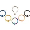 BCR-PLAIN-ALL-COL-2 Titanium Captive Bead Septum Ring Jewelry 18g 16g 14g Ball Hoop Ring in many Colours - Also Piercing for Ears, Nipple
