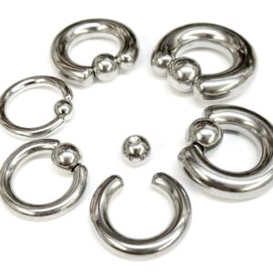 Prince Albert Piercing, PA Ring Jewellery - Genital Piercing Ball Closure Hoops BCR/CBR 12G to 00G