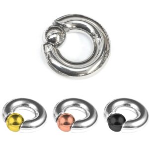 Prince Albert Piercing Jewelry, PA Ring - Captive Bead Hoops, 8G to 00G with Custom Spring Ball Closure