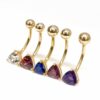 BELPIERCE008-GD Belly Ring with Precious Stone Crystal Belly Button Piercing - Belly Bar - made of 14K Gold Fine Jewelry Hand Set and Hand Polished