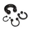 CBB-BL-INT-EX-TIT Titanium Horseshoe Ring Piercing 18g to 00g Black Septum Jewelry Bull Piercing Also for Nipple, PA Ring, Lips Internal / External Threaded