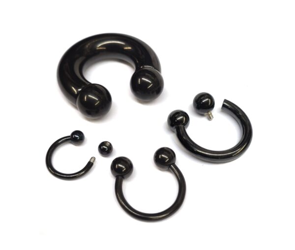 CBB-BL-INT-EX-TIT Titanium Horseshoe Ring Piercing 18g to 00g Black Septum Jewelry Bull Piercing Also for Nipple, PA Ring, Lips Internal / External Threaded