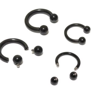 CBB-BL-INT-EX_b1402df0-48d0-42e5-aae5-b134d4e44f7d Horseshoe Ring Piercing 18g to 00g Black Septum Jewelry Bull Piercing Also for Nipple, PA Ring, Lips Internal / External Threaded