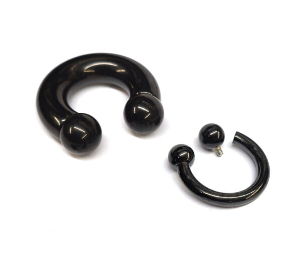 Black Prince Albert Piercing, PA Ring - Circular Barbell, Horseshoe Barbell 10G to 00G Body Piercing
