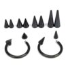 Titanium Black Spike Horseshoe Ring Piercing 18g 16g 14g Cone Septum Jewelry Bull Piercing Also for Nipple, PA Ring and Lips