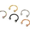 CBB-COL-GEM Titanium Horseshoe Ring Piercing Coloured with Gem Ball Crystals 18g 16g 14g Septum Jewelry Bull Piercing - Also for Nipple, PA Ring and Lip